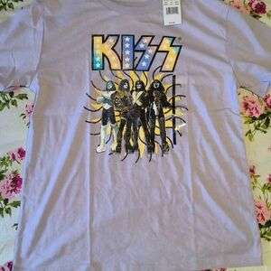 Kiss Kids' Lavender Graphic Tee with Multicolor Logo